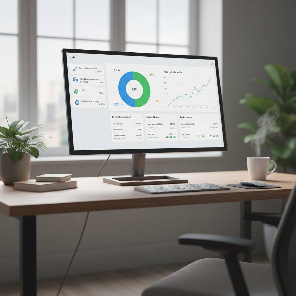 ISA 계좌에서 주식 펀드 예금 등 다양한 자산을 한눈에 관리하는 대시보드 화면