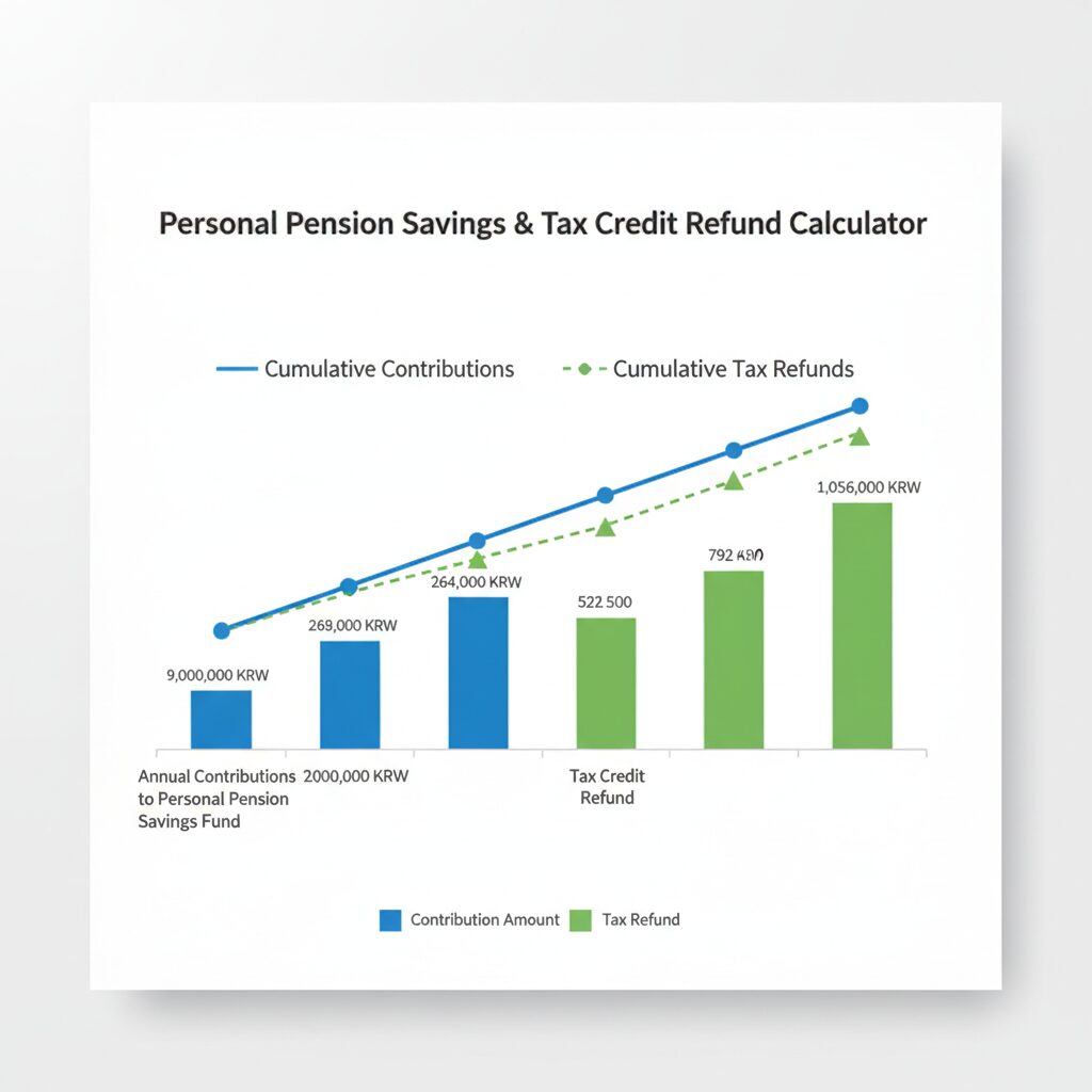 개인연금 저축펀드 납입액과 세액공제 환급금 계산 그래프