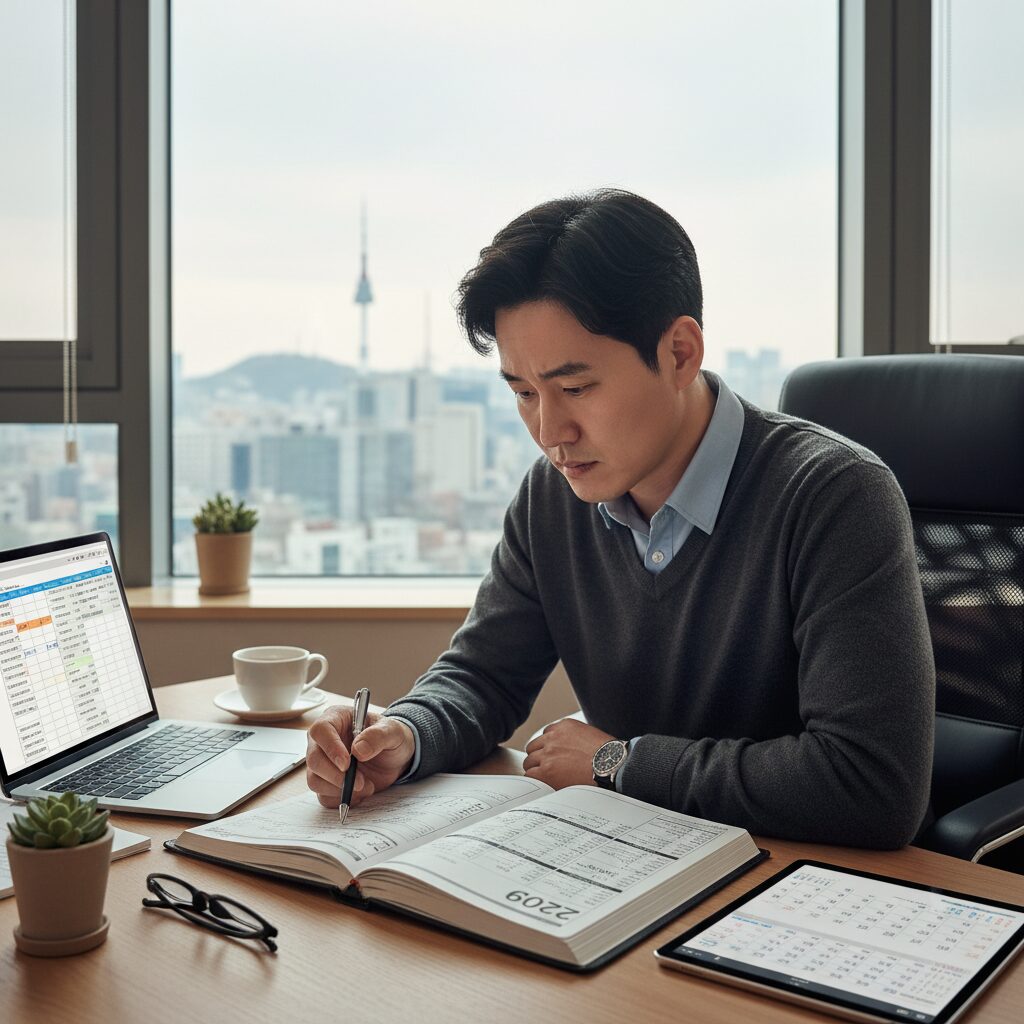 2026년 재무 계획을 세우는 사람의 일러스트