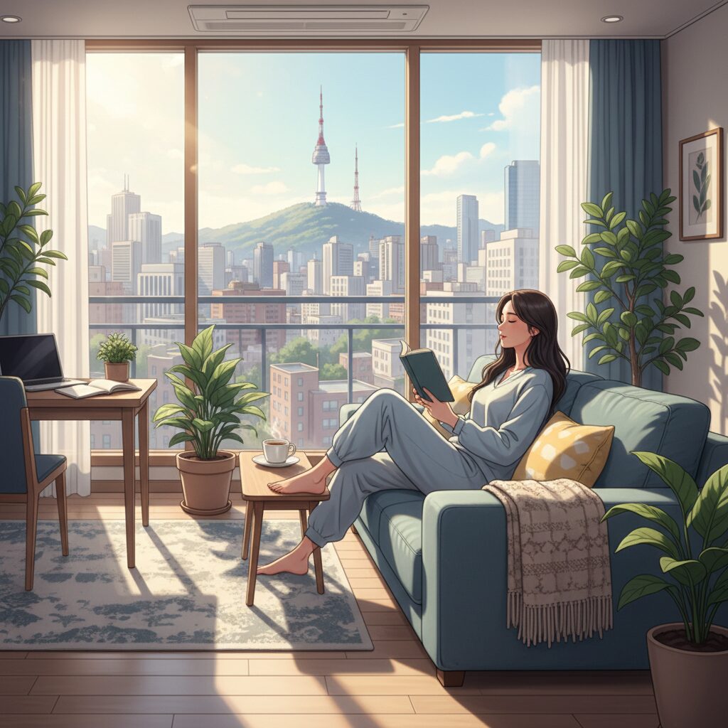 갓생 살 때 휴식의 중요성을 강조하는 일러스트