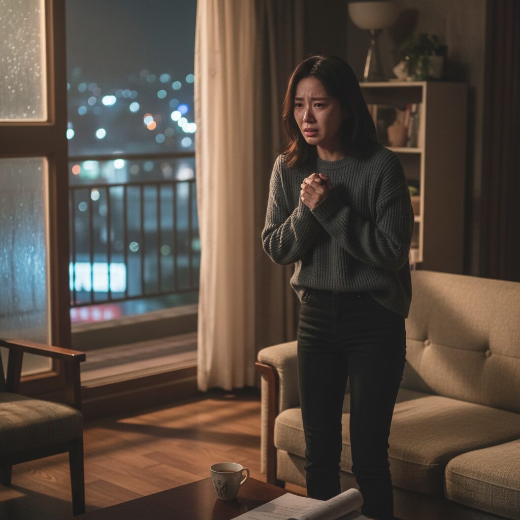 강서하 배우가 드라마에서 진지하게 연기하는 장면