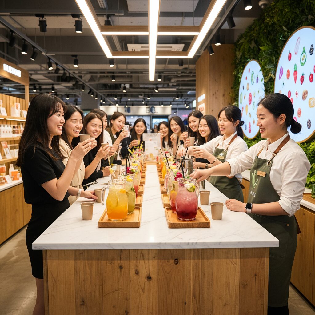 강남 메리루스 팝업스토어 내 비타민 목테일 시음 코너