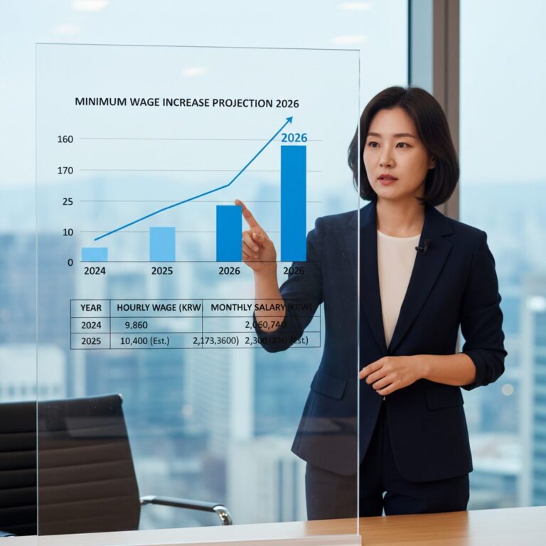 2026년 최저임금 인상 그래프와 월 환산액 표