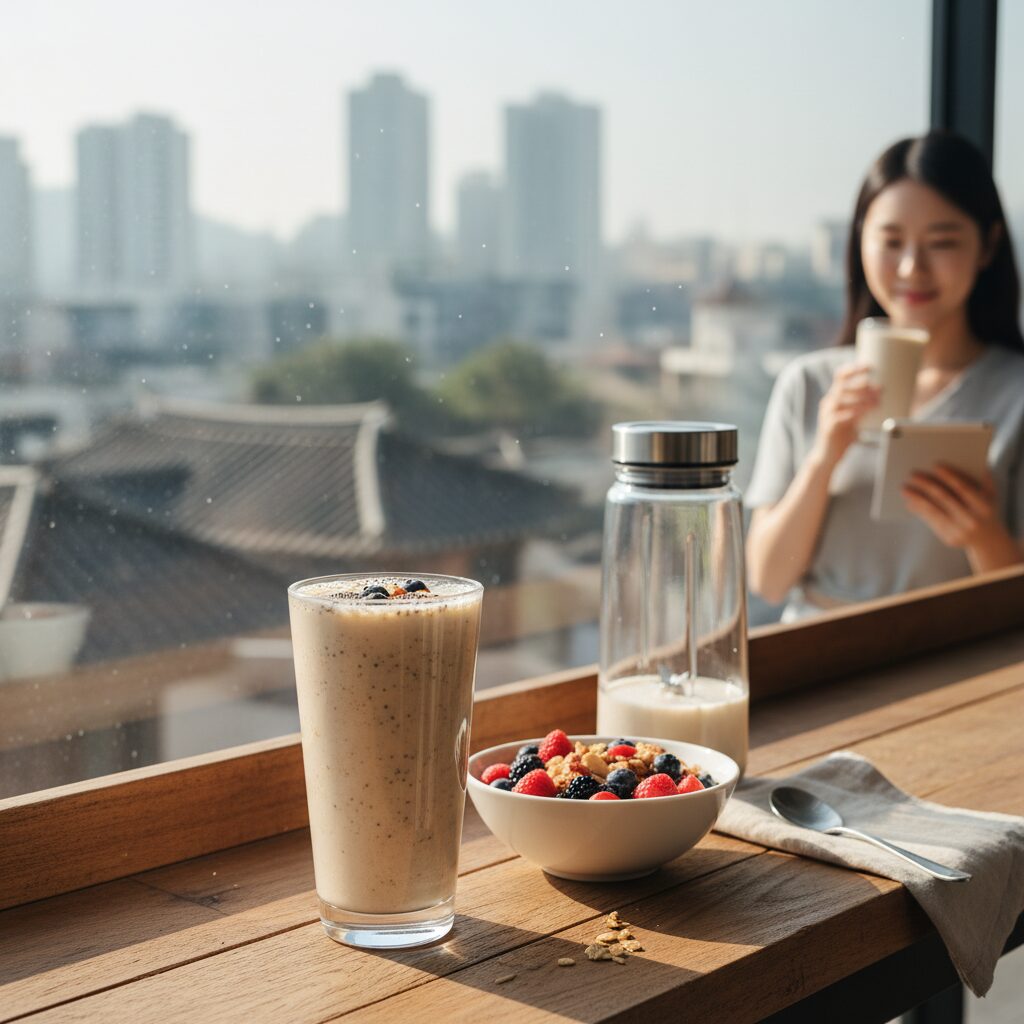 아침 식사대용 단백질 쉐이크 한잔