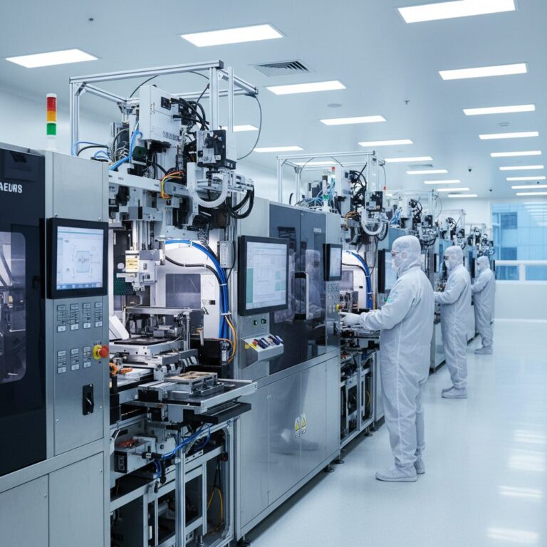 반도체 공장 내부의 정밀 장비들