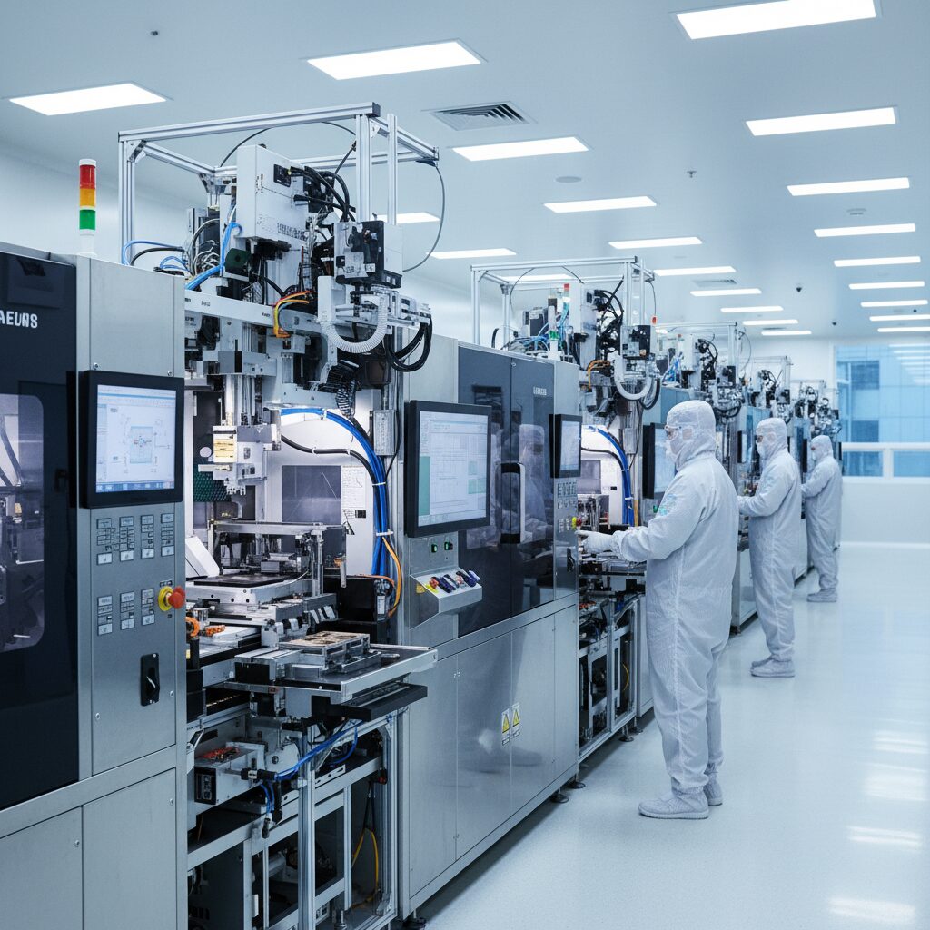 반도체 공장 내부의 정밀 장비들