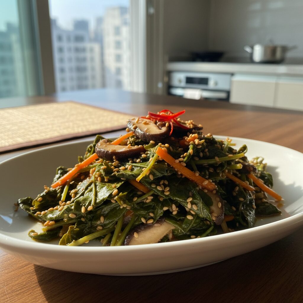 볶아서 접시에 담은 아주까리나물