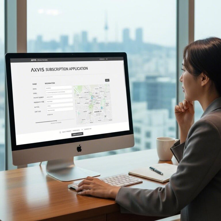 액스비스 공식 홈페이지의 청약 신청 페이지 화면 예시