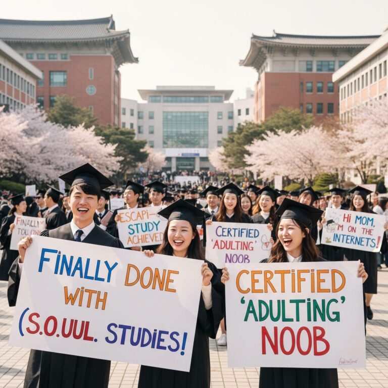 재치 있는 문구가 적힌 대학 졸업 플랜카드 예시 사진