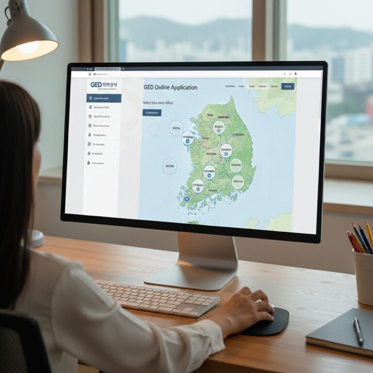 검정고시 온라인 접수 사이트 초기 화면 지도에서 교육청 선택하는 화면