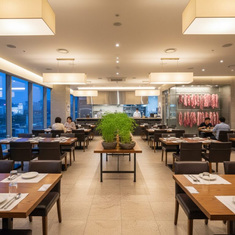 문양 미나리 정육식당의 넓고 깔끔한 내부 전경