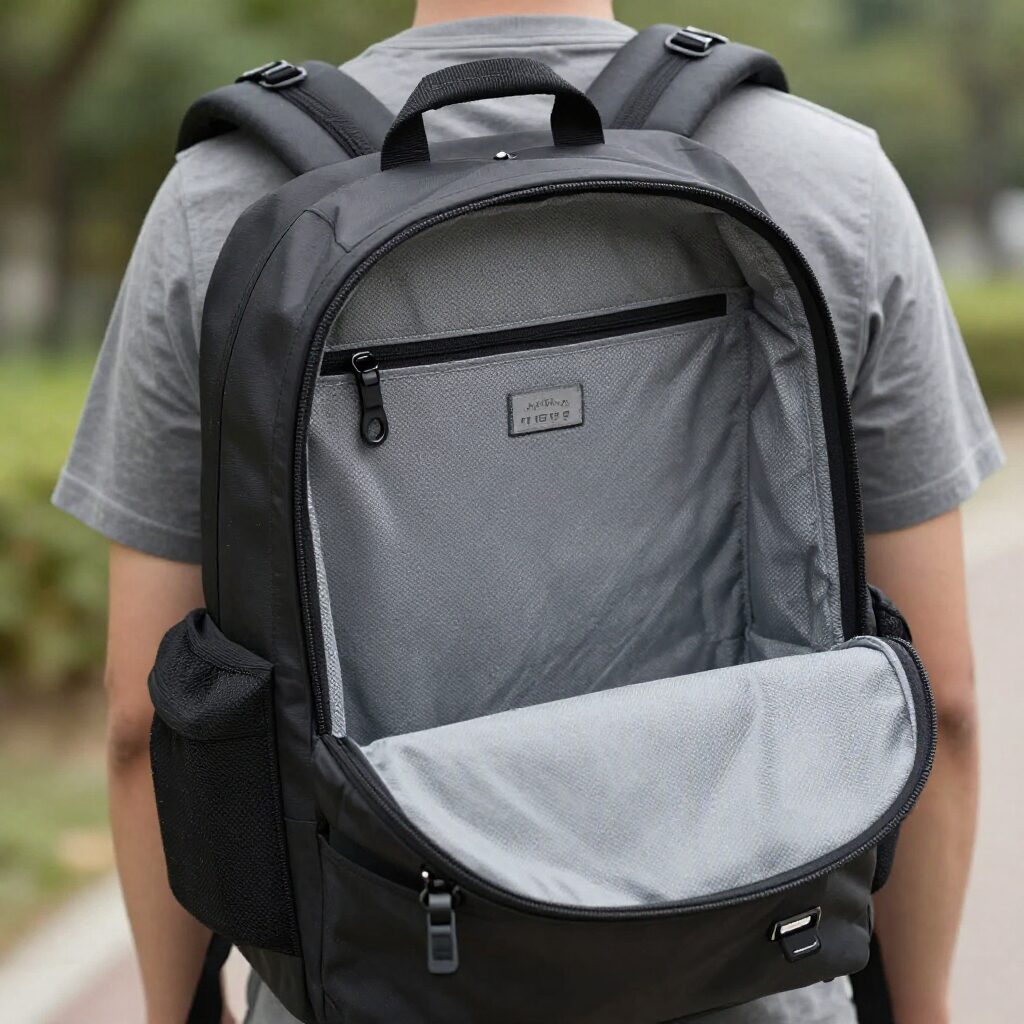 네이키드니스 백팩의 세분화된 내부 수납 공간