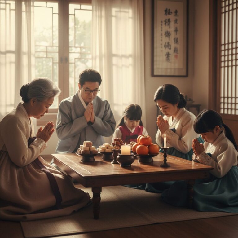 2026년 설 명절 가족과 함께하는 기도 시간 손을 모으고 기도하는 모습