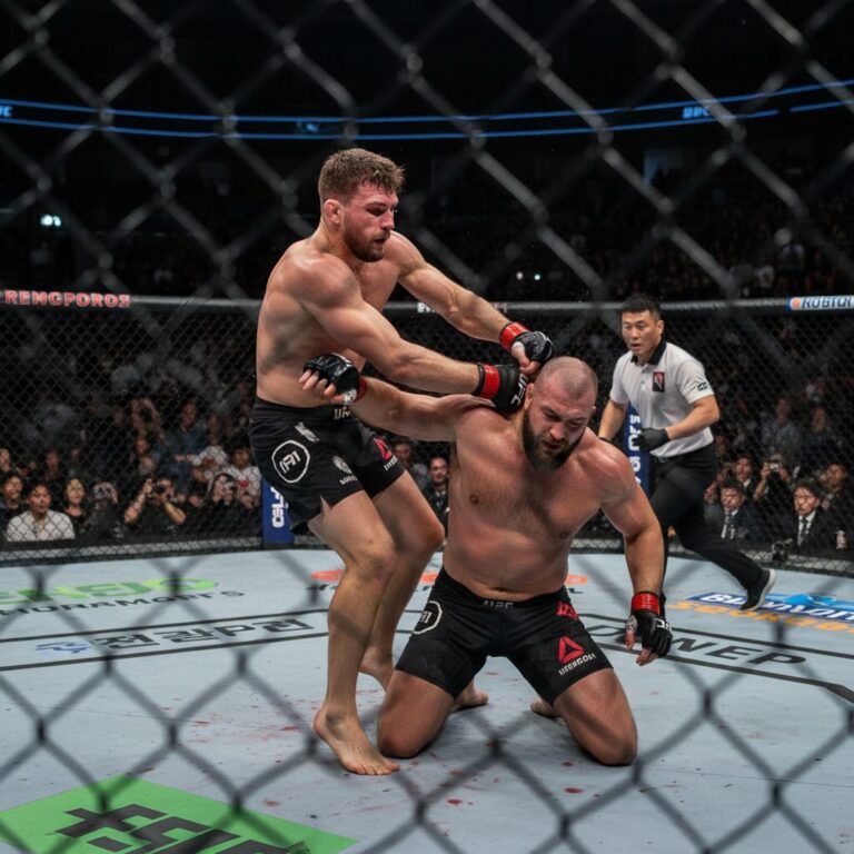 톰 아스피날이 세르게이 파블로비치를 KO로 쓰러뜨리는 순간