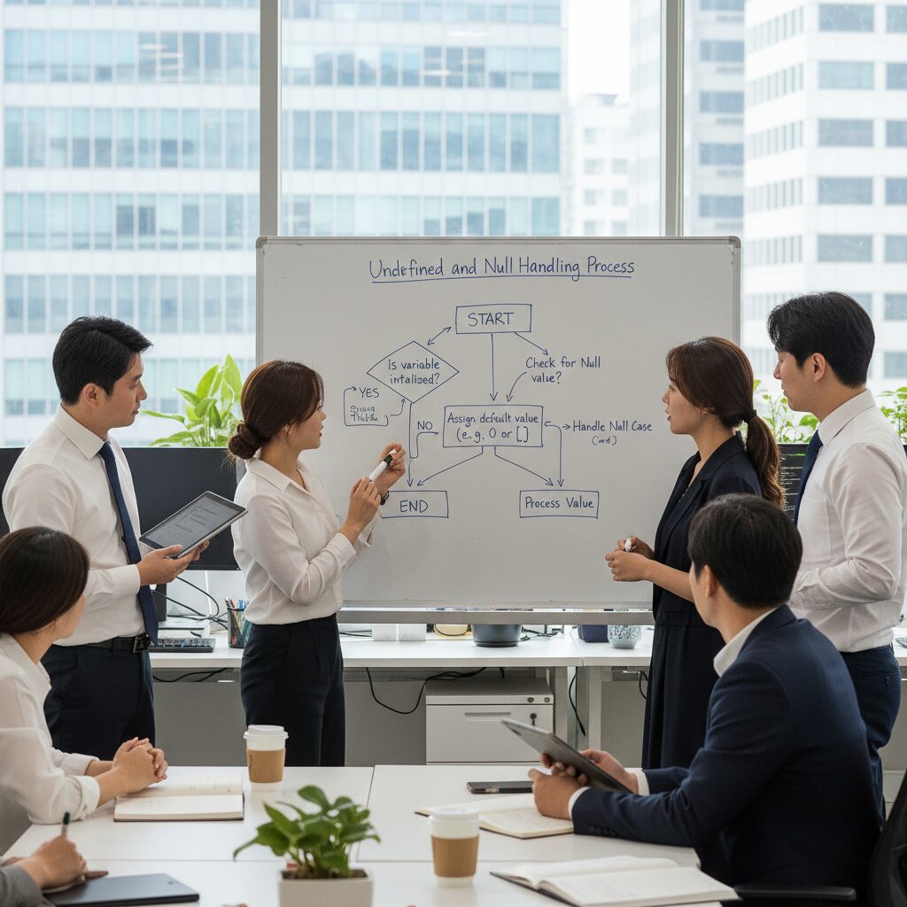 undefined와 null 처리 과정을 보여주는 순서도