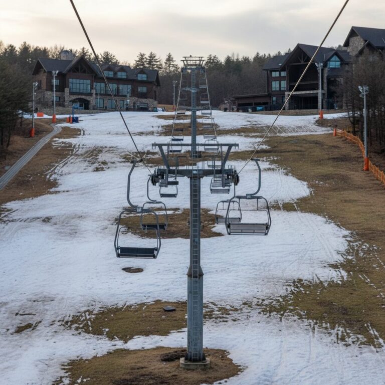 폐장 시즌 비발디파크 한적한 슬로프와 리프트 풍경