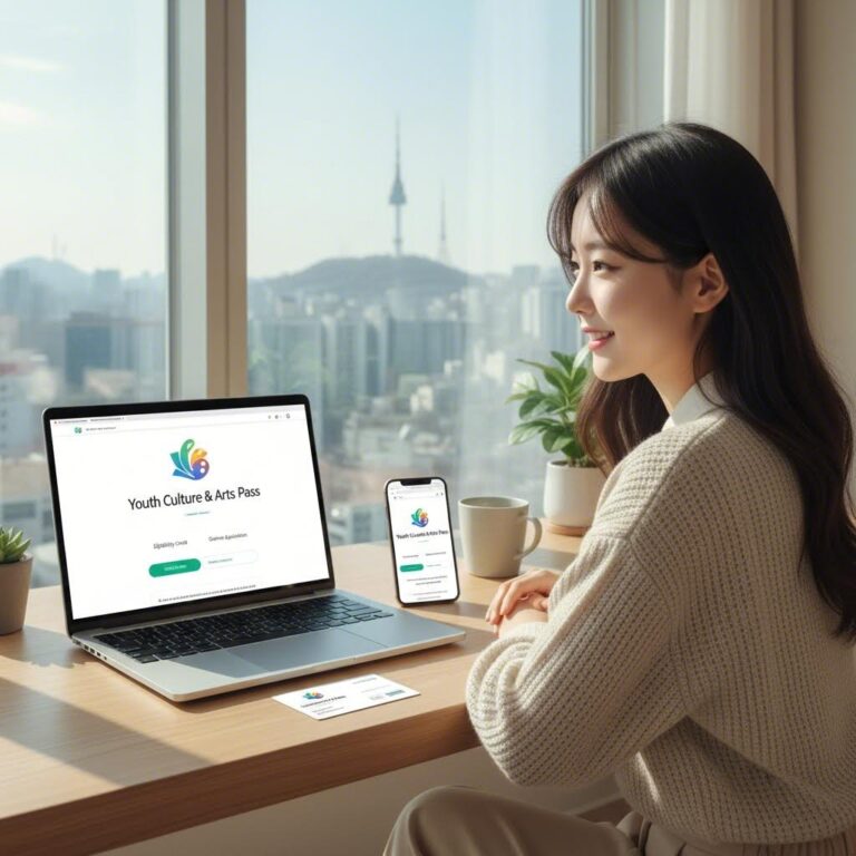 청년문화예술패스 로고와 신청 홈페이지 화면