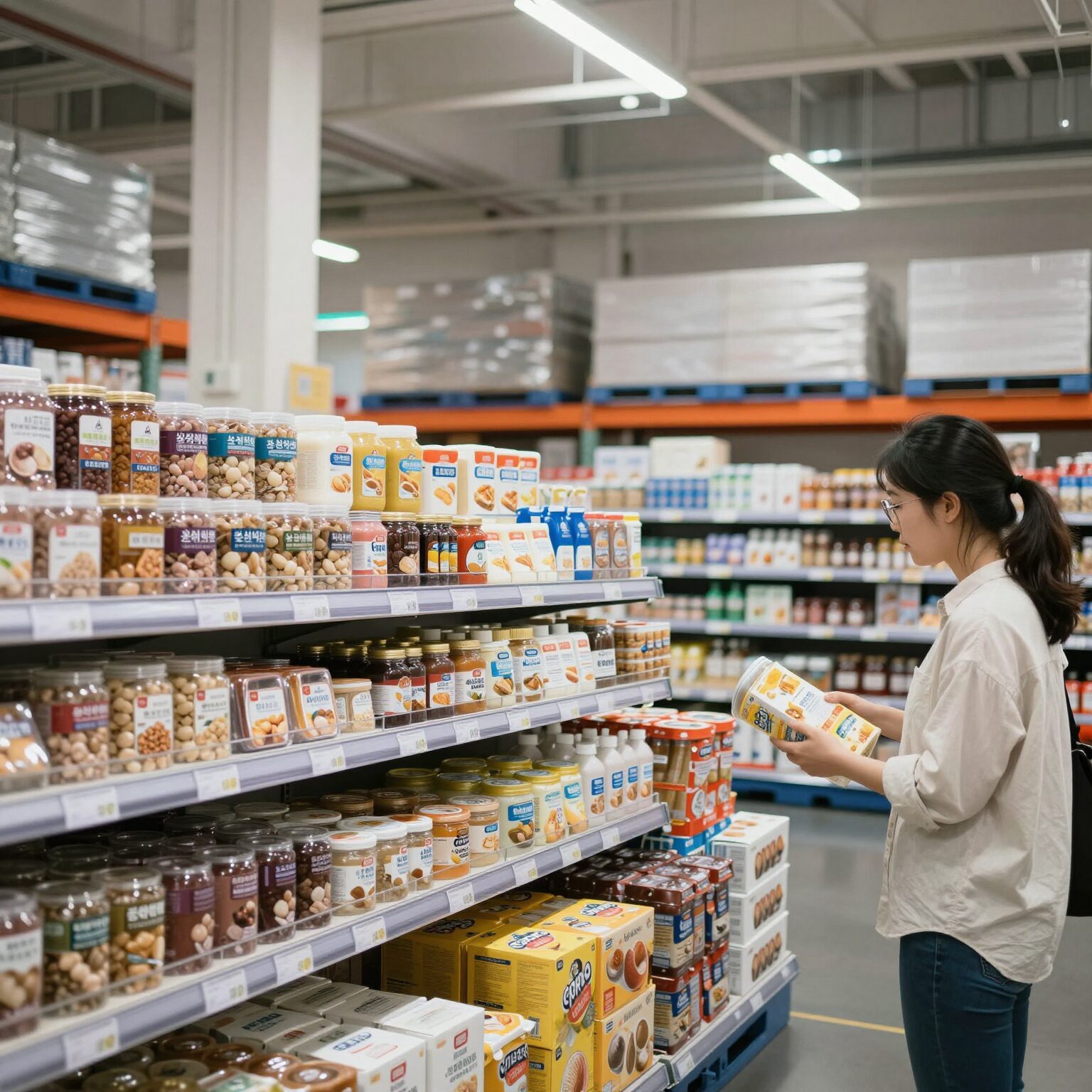 코스트코 매장 내 다양한 식품과 생활용품이 진열된 모습