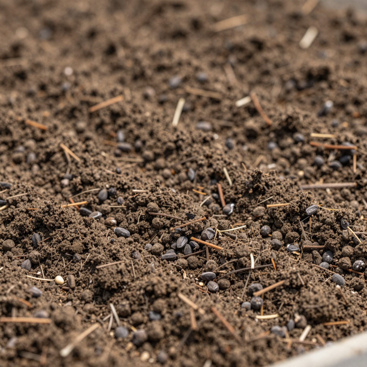 도라지 씨앗을 얕게 뿌리고 가볍게 흙을 덮는 모습