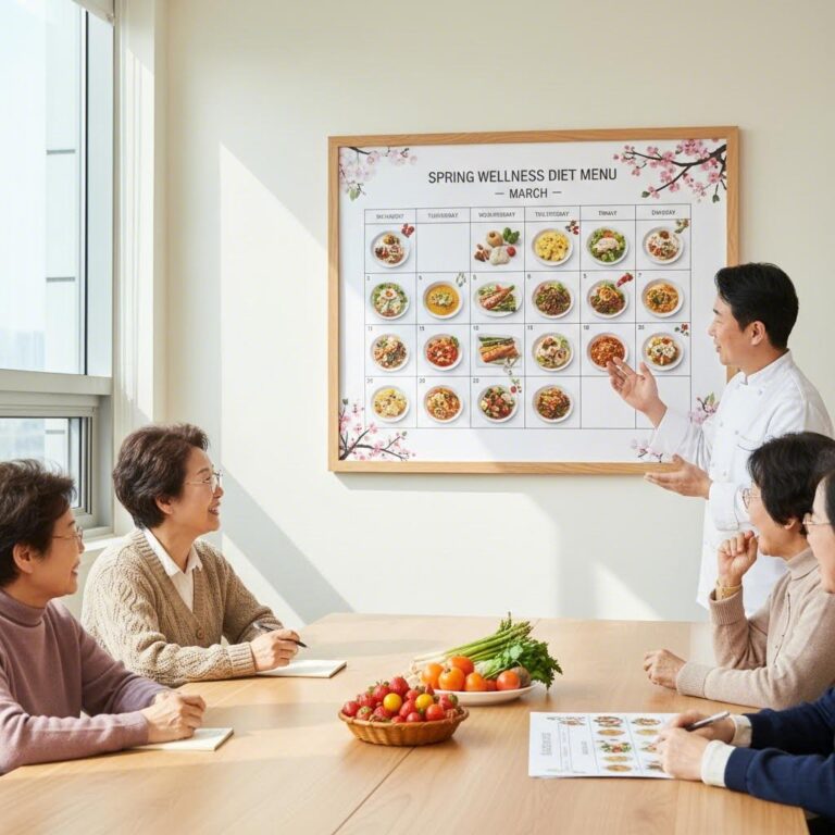 3월의 봄 건강 식단이 적힌 복지관 식단표