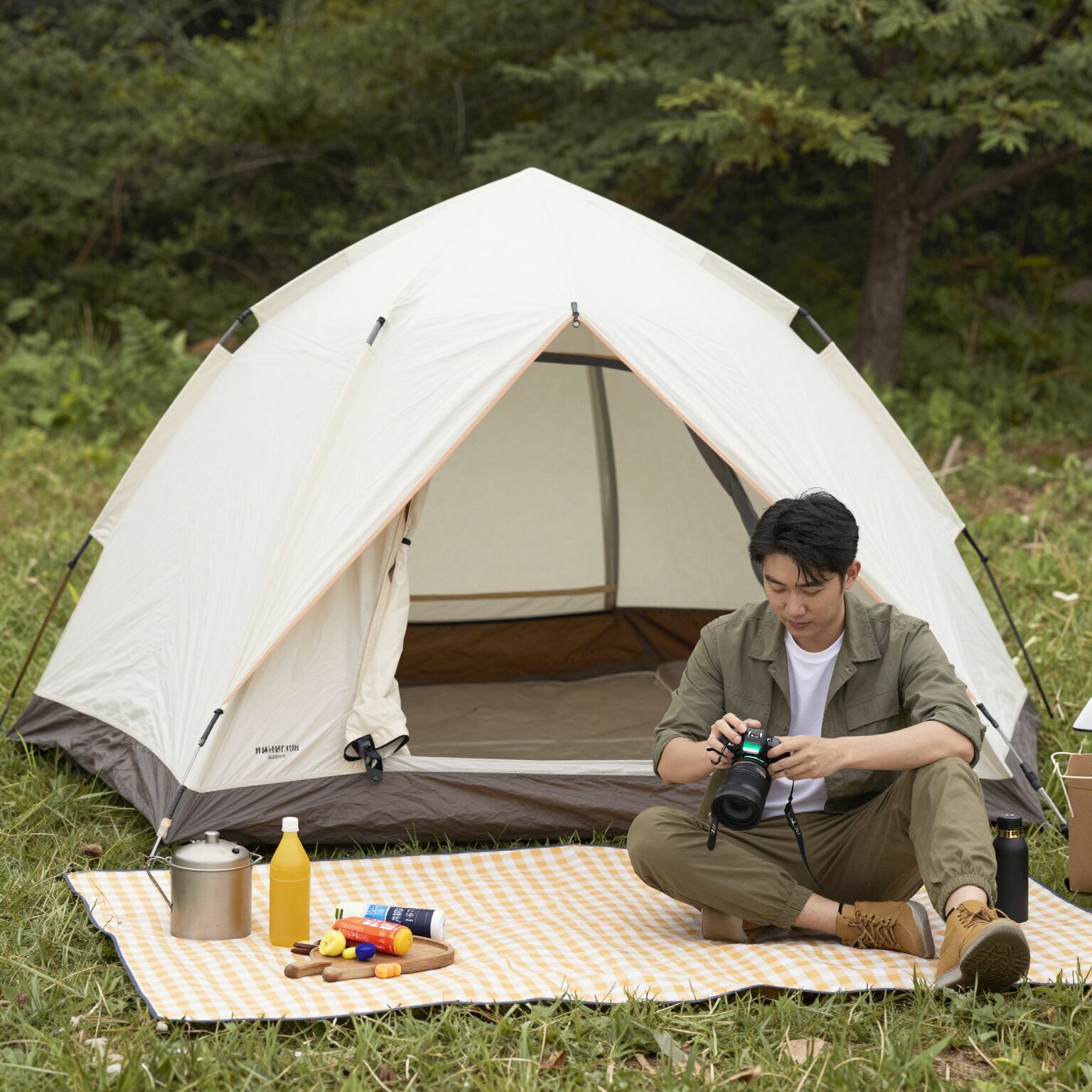 하루텐트 대여 피크닉 세트 구성품 웨건에 실린 모습