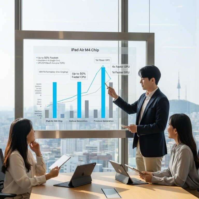 아이패드 에어 M4 칩과 이전 세대 성능 비교 차트