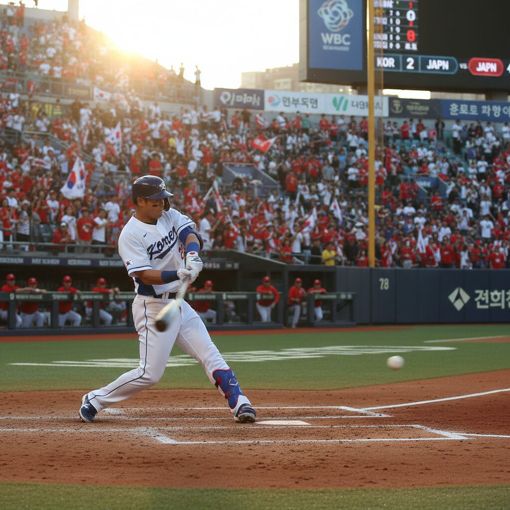 저마이 존스 WBC 한국 대표팀 경기에서 타격하는 모습