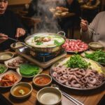 푸짐하게 차려진 쭈꾸미 샤브샤브 세트 메뉴