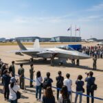 KF21 보라매 전투기가 에어쇼에서 전시되고 있는 모습