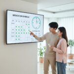 약별 복용 시간을 달력과 시계 아이콘으로 표시한 인포그래픽