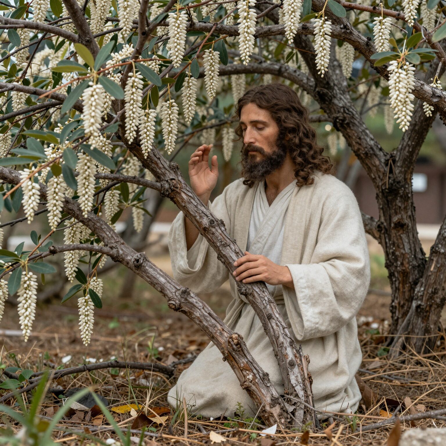 종려나무 가지와 예수님의 예루살렘 입성을 상징하는 이미지