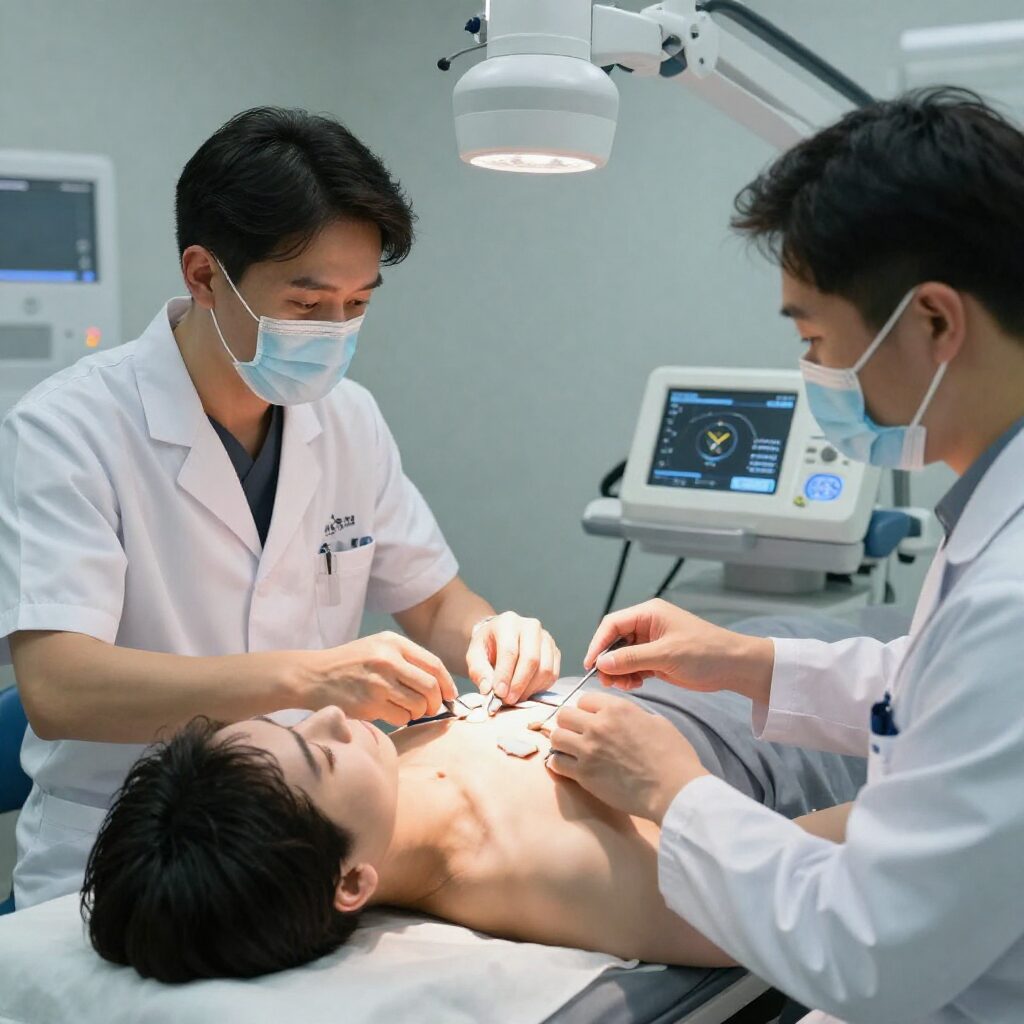 리센스메디컬 타겟쿨 의료용 냉각 마취 기기 시술 장면