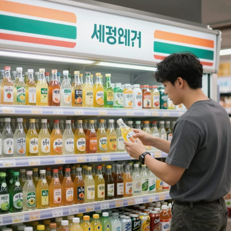 세븐일레븐 매장 내 진열된 다양한 맥주와 하이볼 행사 제품들