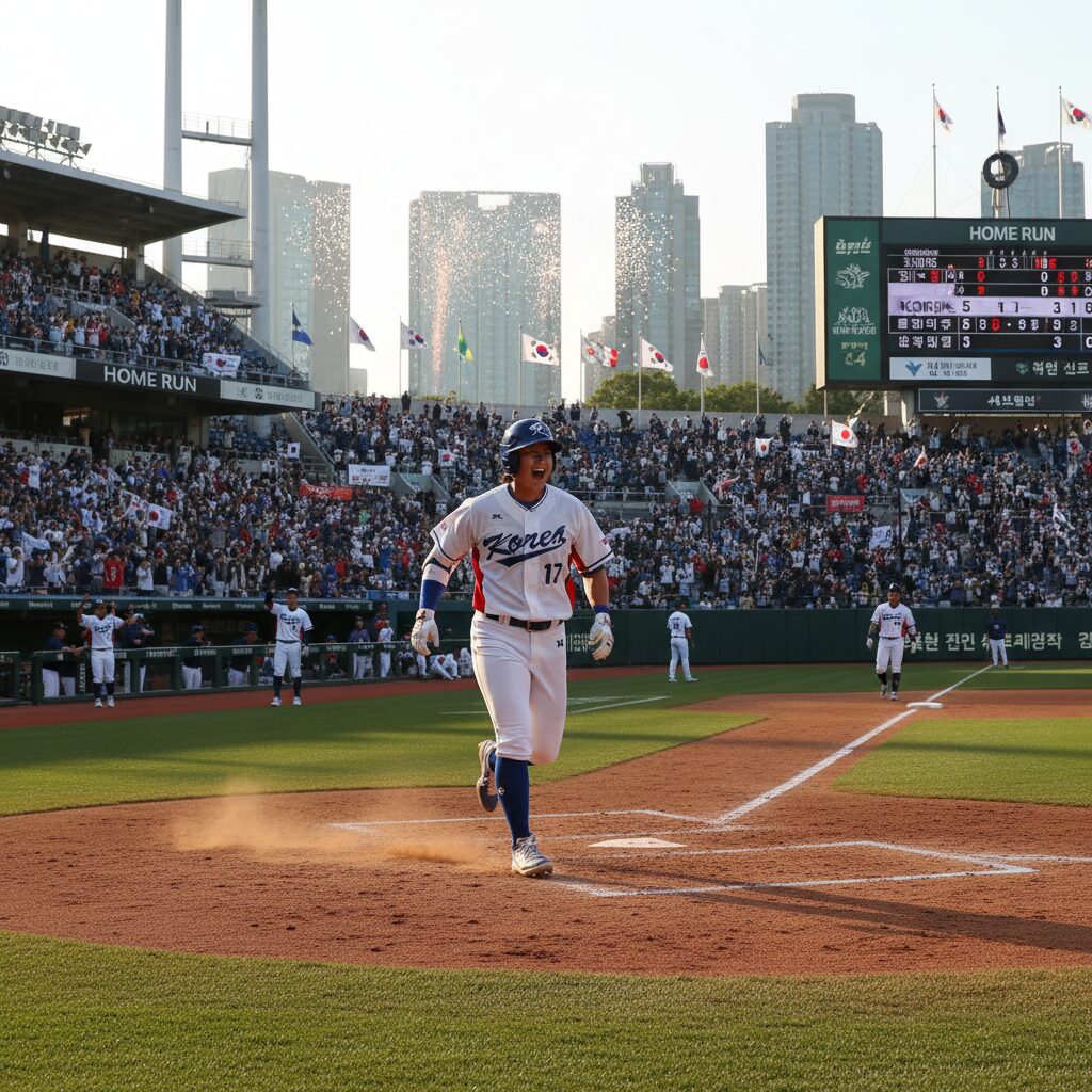 세이 위트컴 WBC 경기에서 홈런을 친 후 베이스를 돌아오는 모습