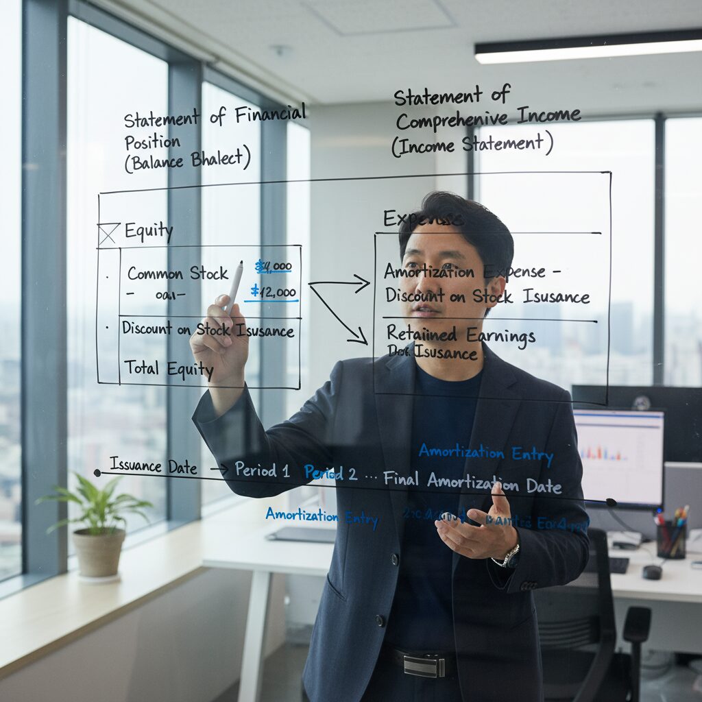 재무제표에서 주식할인발행차금 상각이 기록되는 방식 도식도