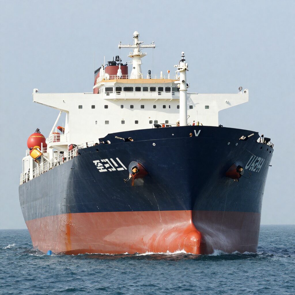 호르무즈 해협을 통과하는 초대형 유조선 VLCC의 모습