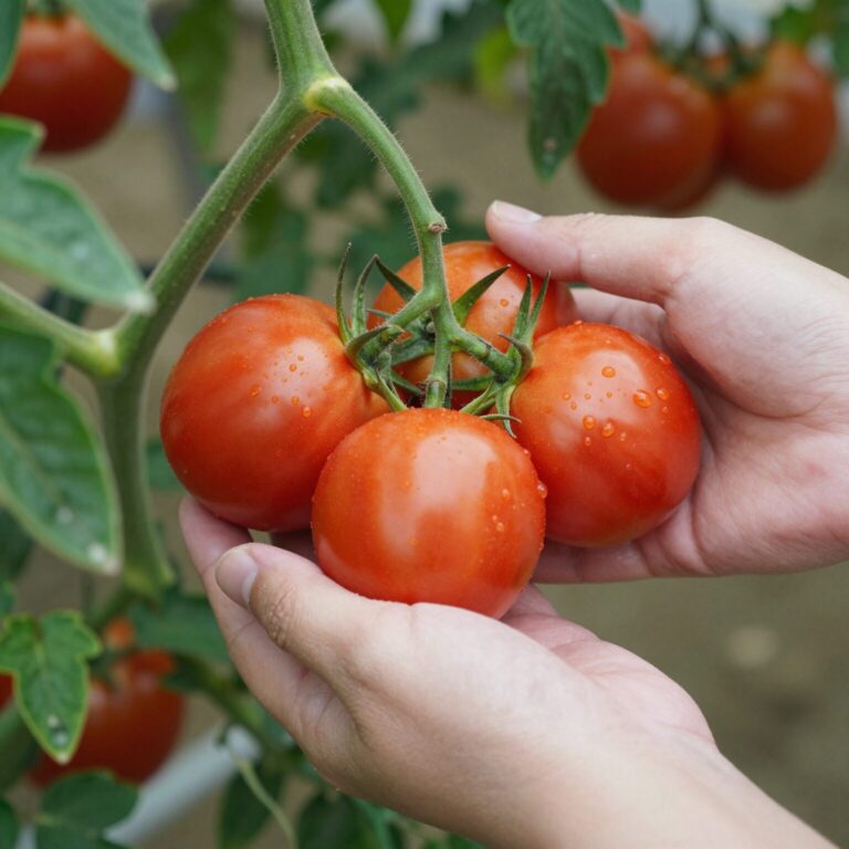 방울토마토 곁순 제거 방법을 보여주는 사진