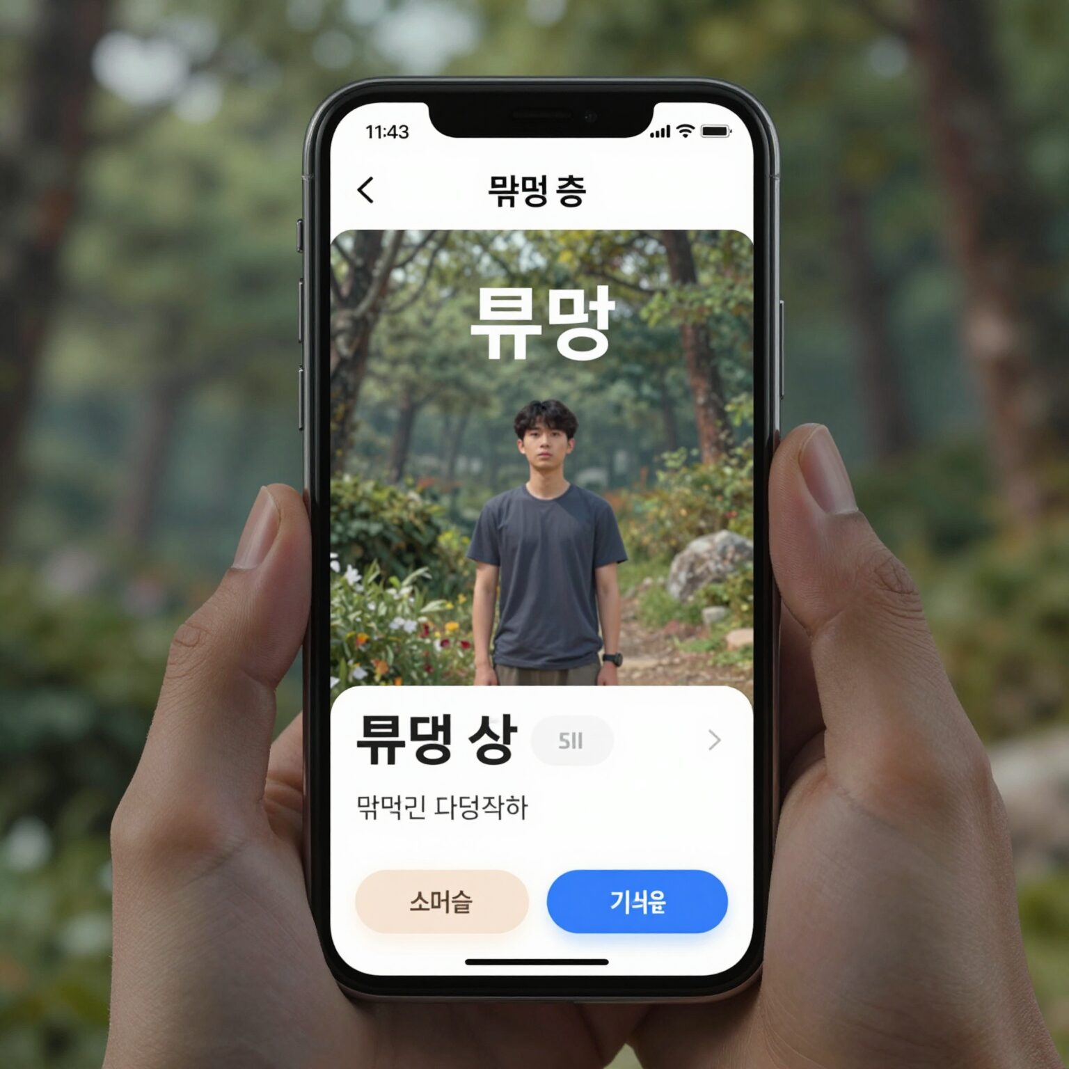 스마트폰 화면에 표시된 뷰업 앱의 미션 수행 화면