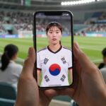 여자축구 생중계를 스마트폰과 태블릿으로 시청하는 모습