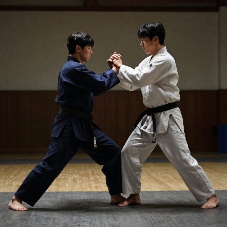 야마모토 요시노부의 창던지기 훈련 동작 중 측면을 유지하는 모습