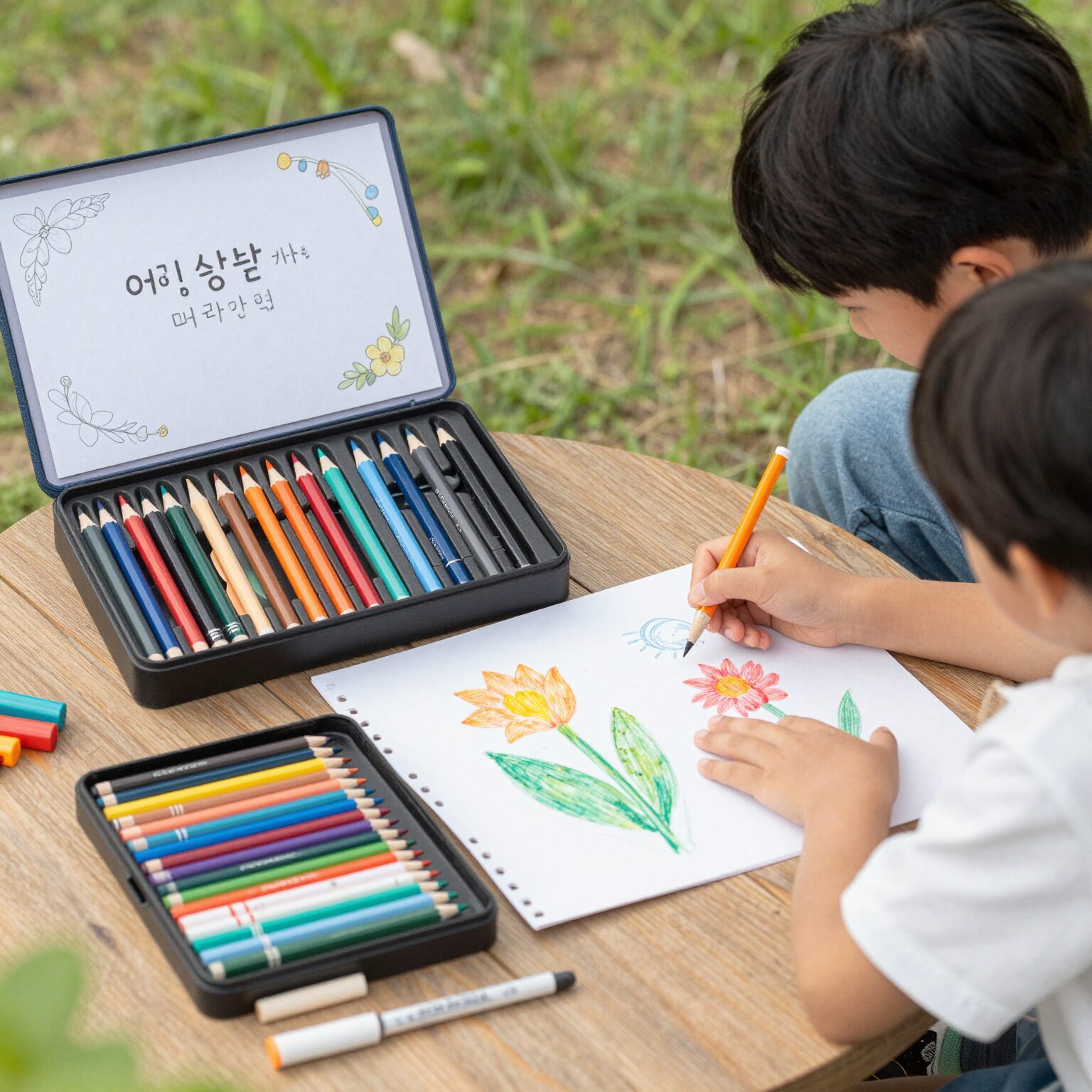 어린이날 선물로 추천하는 다양한 색연필과 크레파스가 들어있는 미술 세트