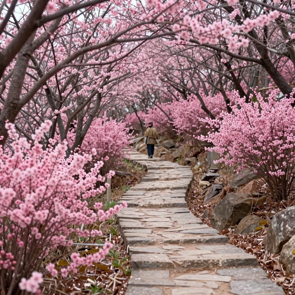 지리산 바래봉 철쭉 군락지 능선 따라 이어지는 분홍빛 꽃길 데크산책로