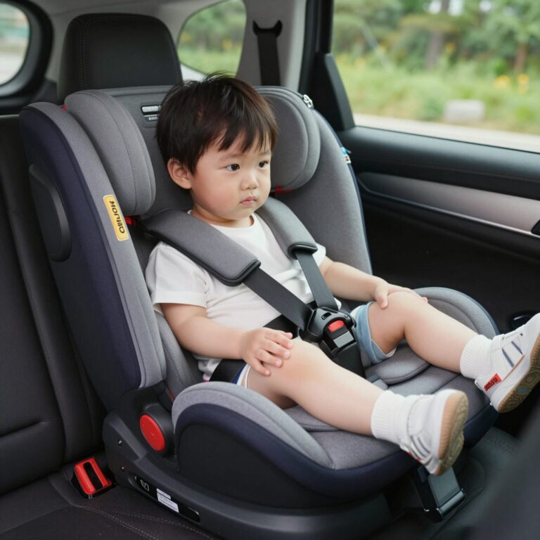차량에 ISOFIX 방식으로 어린이 카시트를 간편하게 설치하는 모습
