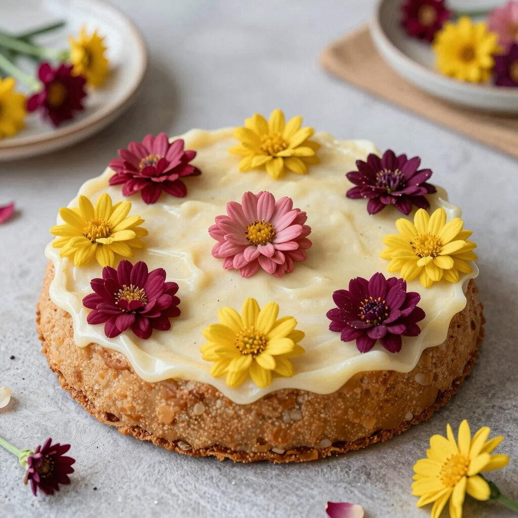 식용 카네이션으로 만든 화전 요리 사진