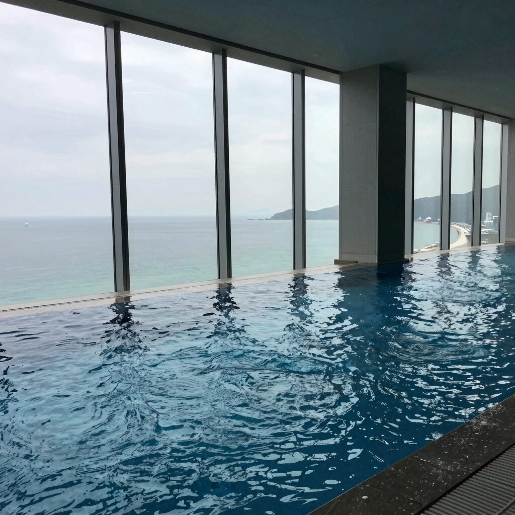 세부 두짓타니 리조트 인피니티 풀 전경, 오션뷰가 펼쳐진 대형 수영장