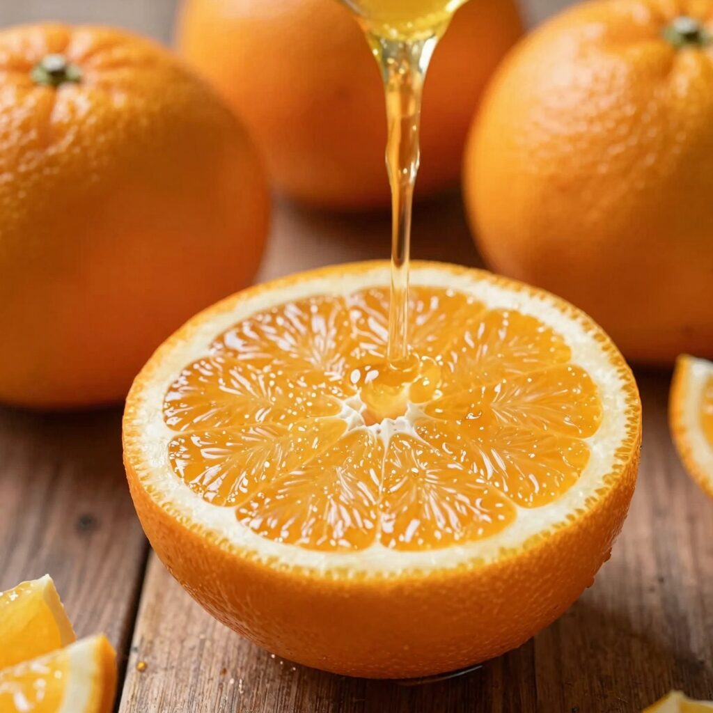 칼로 썰어 먹는 청견오렌지, 과즙이 풍부하게 흘러내림