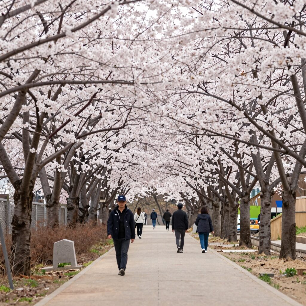 청려수련원 벚꽃 터널 길 산책로 봄 경치