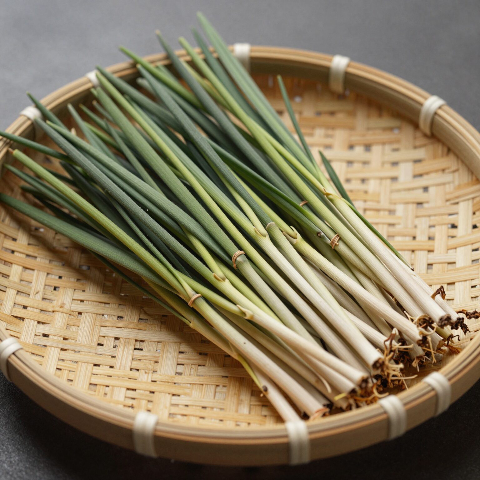 데친 두릅과 고사리가 담긴 나물 접시