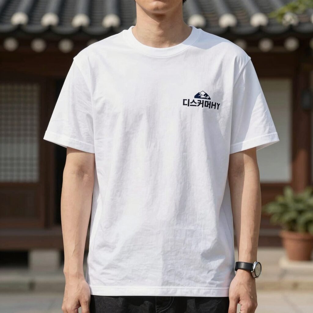 여름 필수 아이템인 디스커버리반팔티를 입고 다양한 스타일링을 한 모습