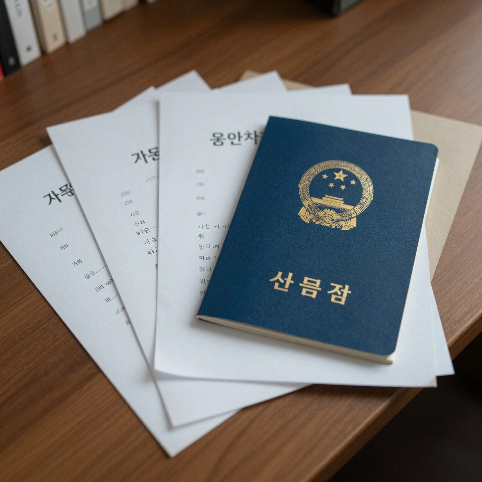 고유가 피해 지원금 신청을 위해 책상 위에 놓인 신분증, 가족관계증명서, 공인인증서 등 필요한 서류들